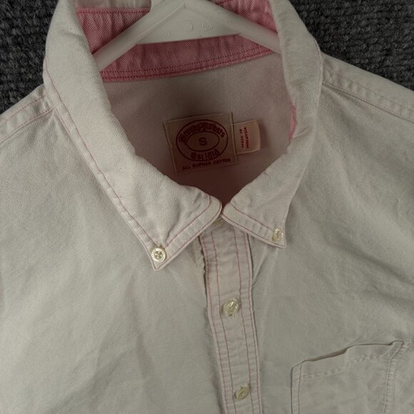 Brooks Brothers White Pink Small Button Up Shirt Men Supima Cotton Long Sleeve - Picture 7 of 16